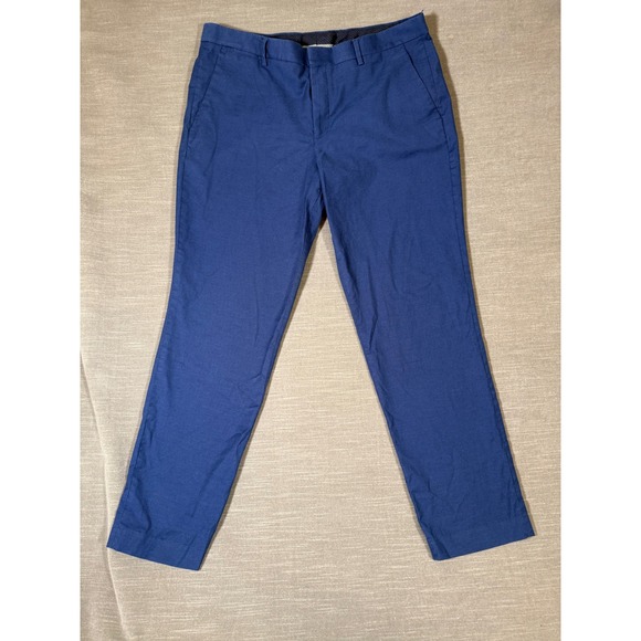 Express Other - Express Photographer Men Blue Textured Slim Fit Dress Pants 36x32 Cotton Spandex